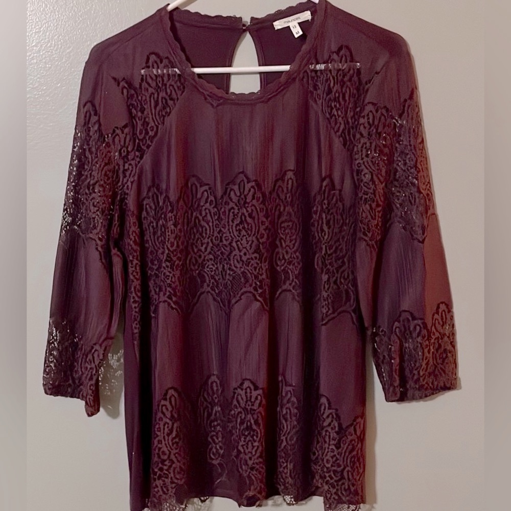 Maurices Lace Burgundy Blouse
